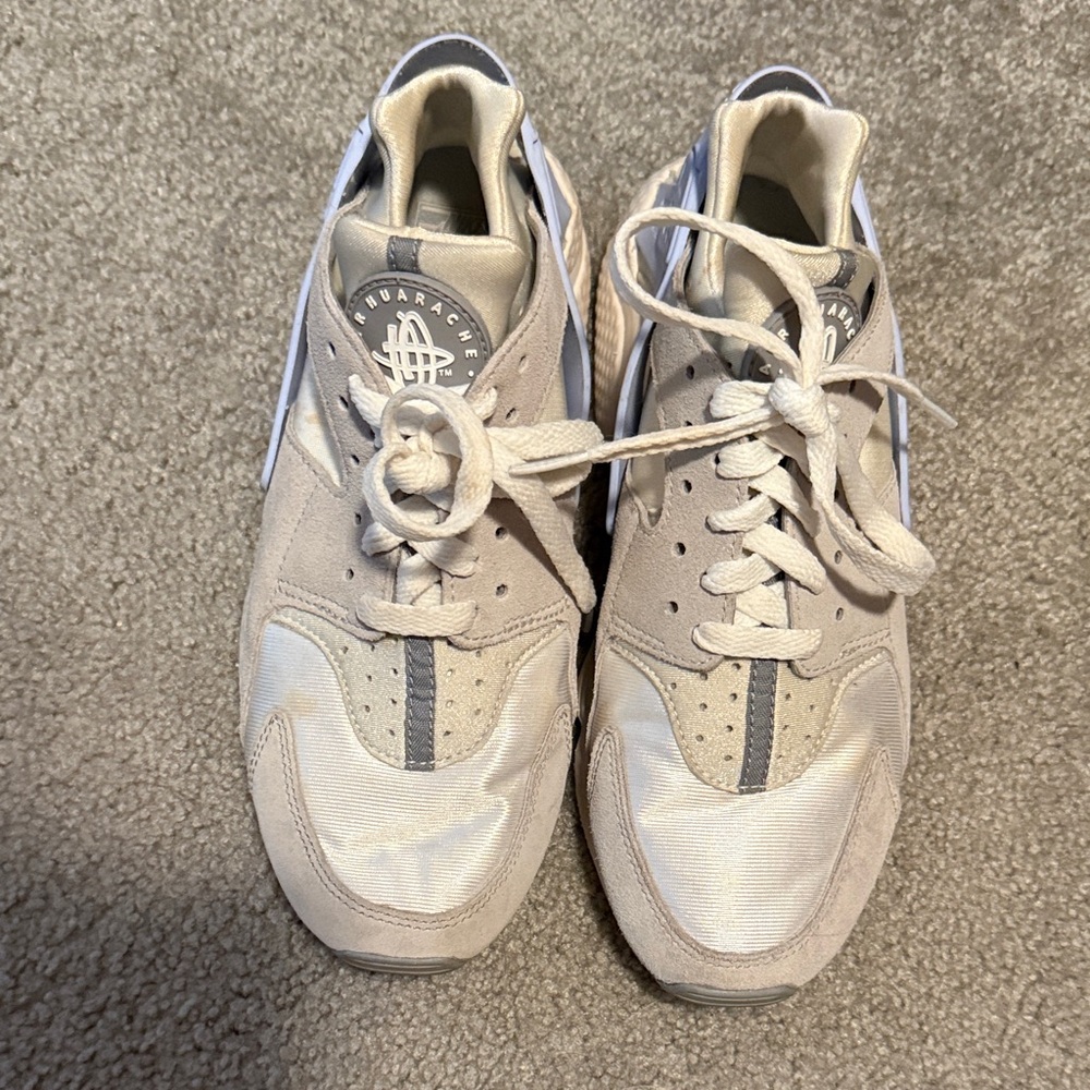 Nike Huarache Beige and White Athletic Shoes